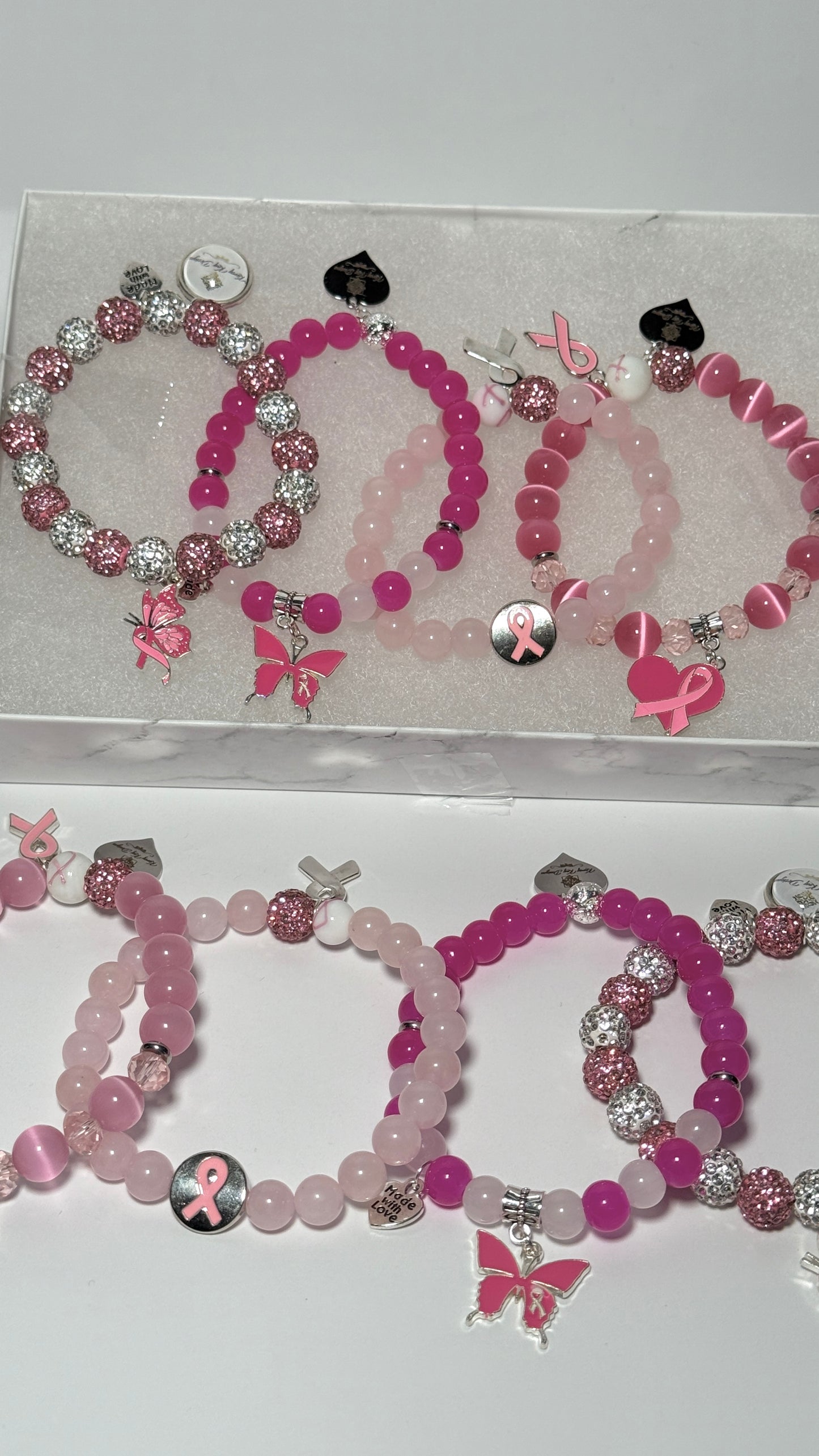 Breast Cancer Awareness Bracelet Stack