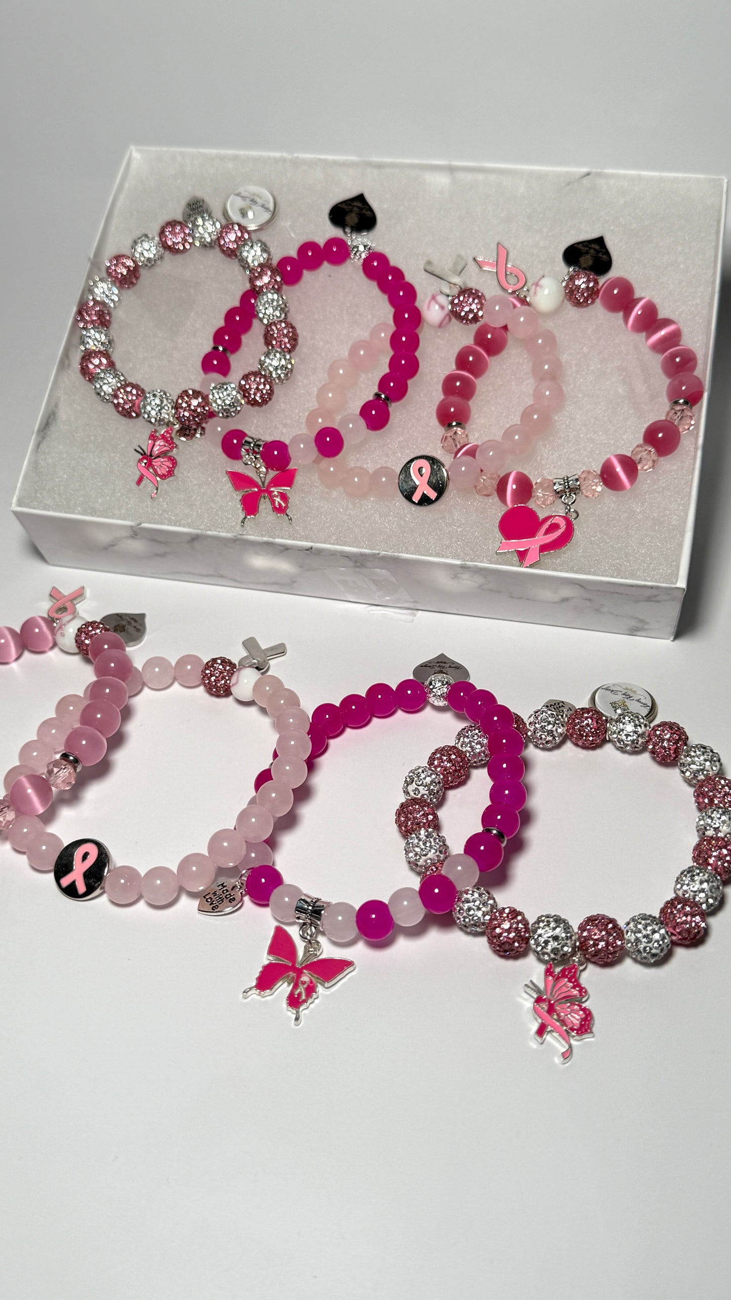 Breast Cancer Awareness Bracelet Stack