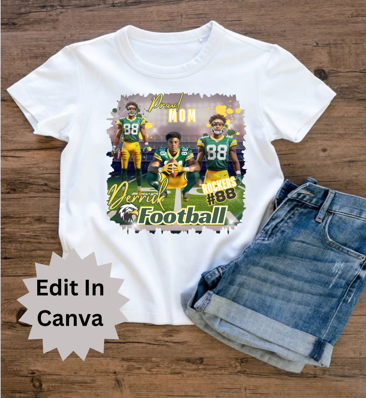 Proud mom editable football template