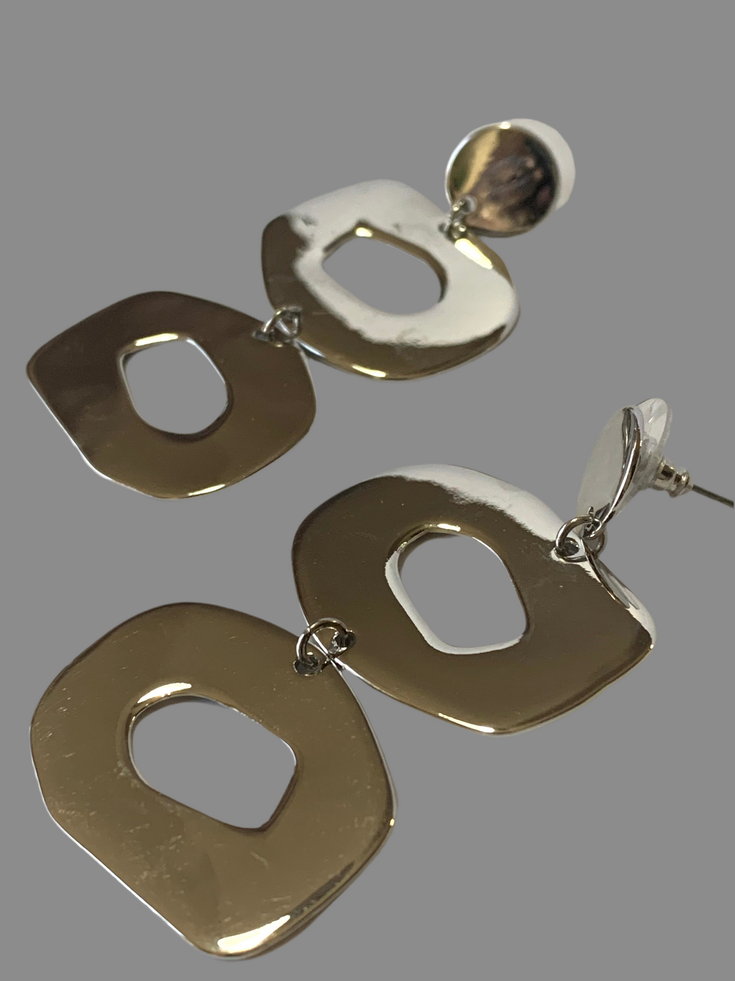 Silver Metal Abstract Earrings