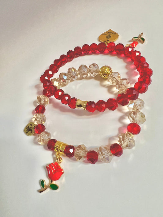 Rose Flower Bracelet Set