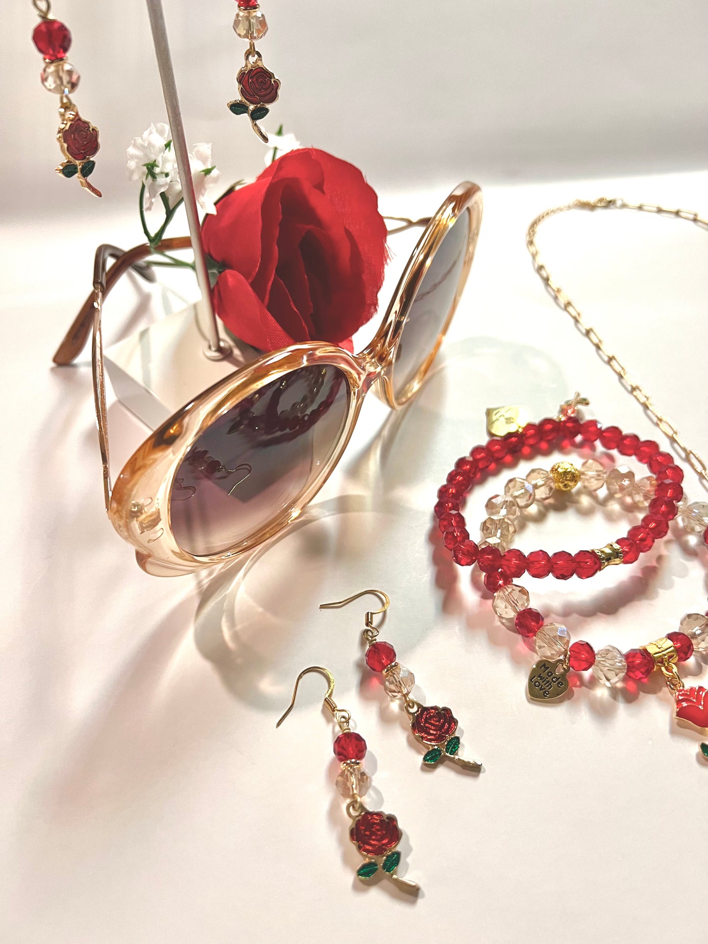 Rose Flower Bracelet Set