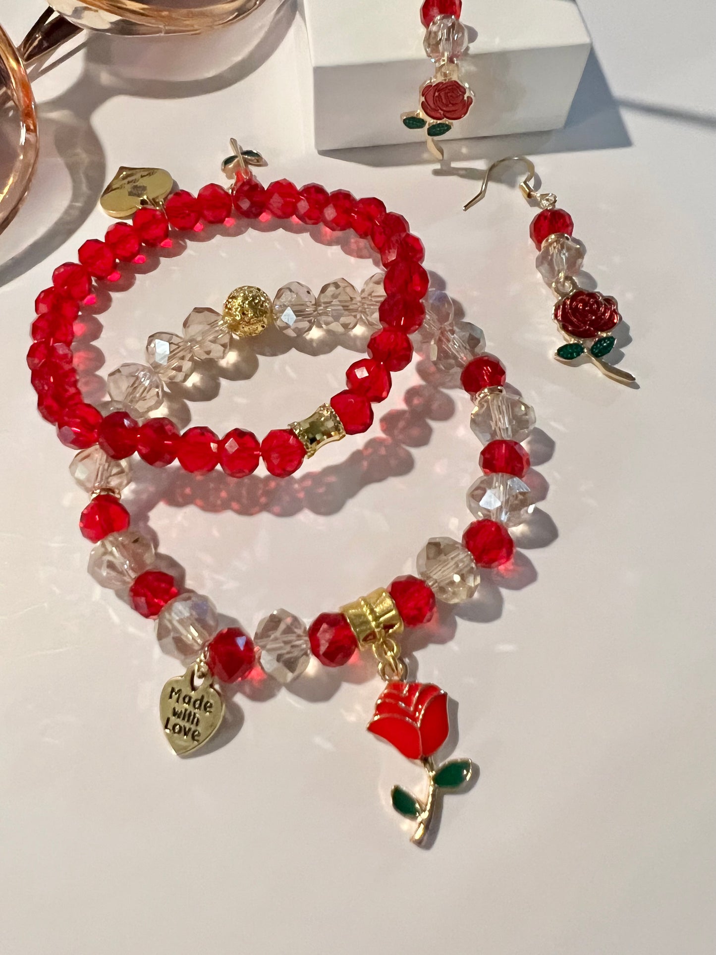 Rose Flower Bracelet Set