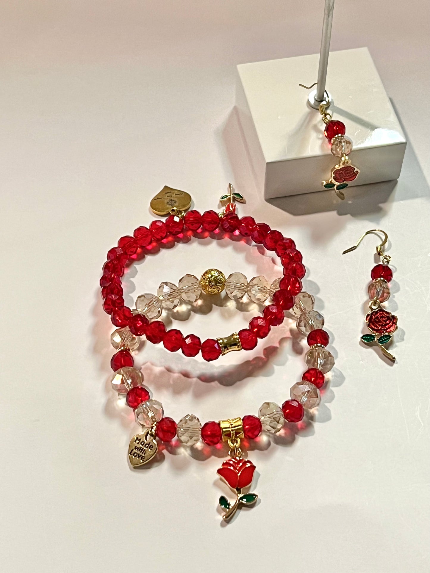 Rose Flower Bracelet Set