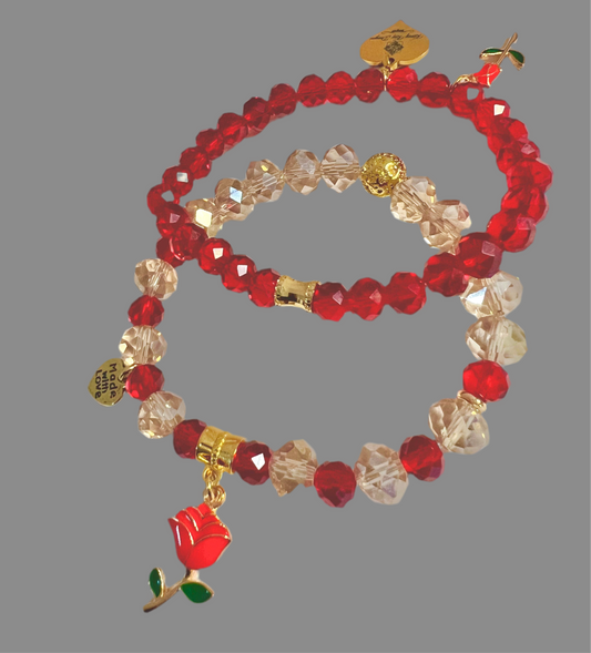 Rose Flower Bracelet Set