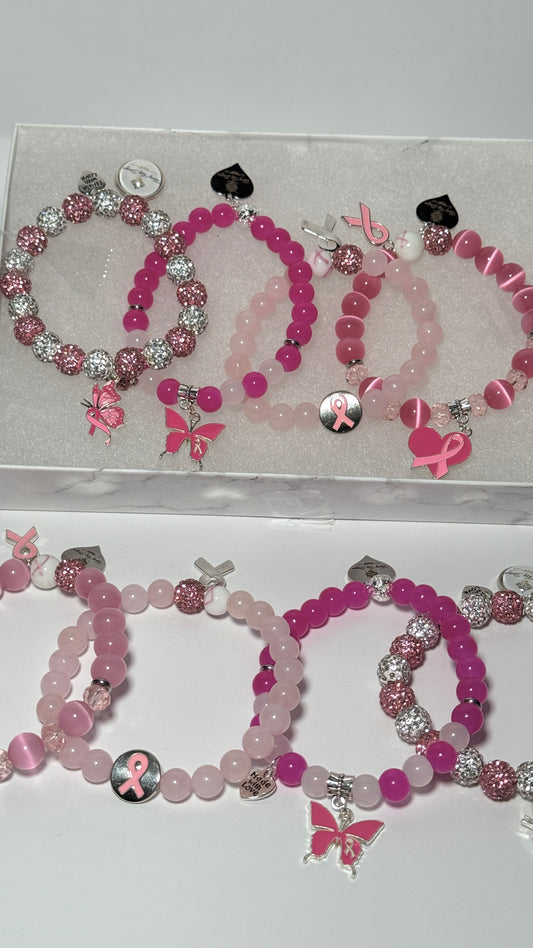 Breast Cancer Awareness Bracelet Stack