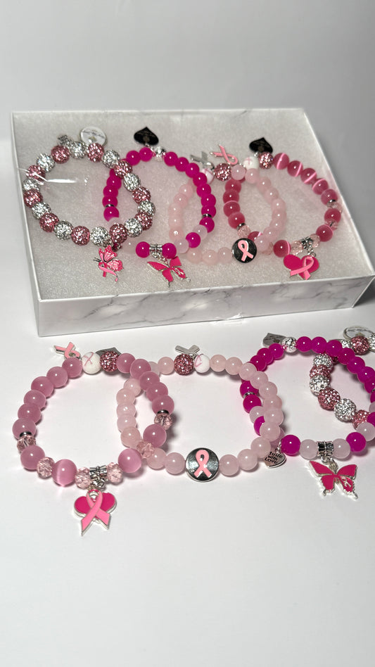 Breast Cancer Awareness Bracelet Stack