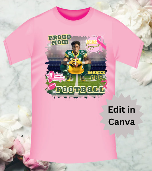 A Proud mom editable football template, canva template.