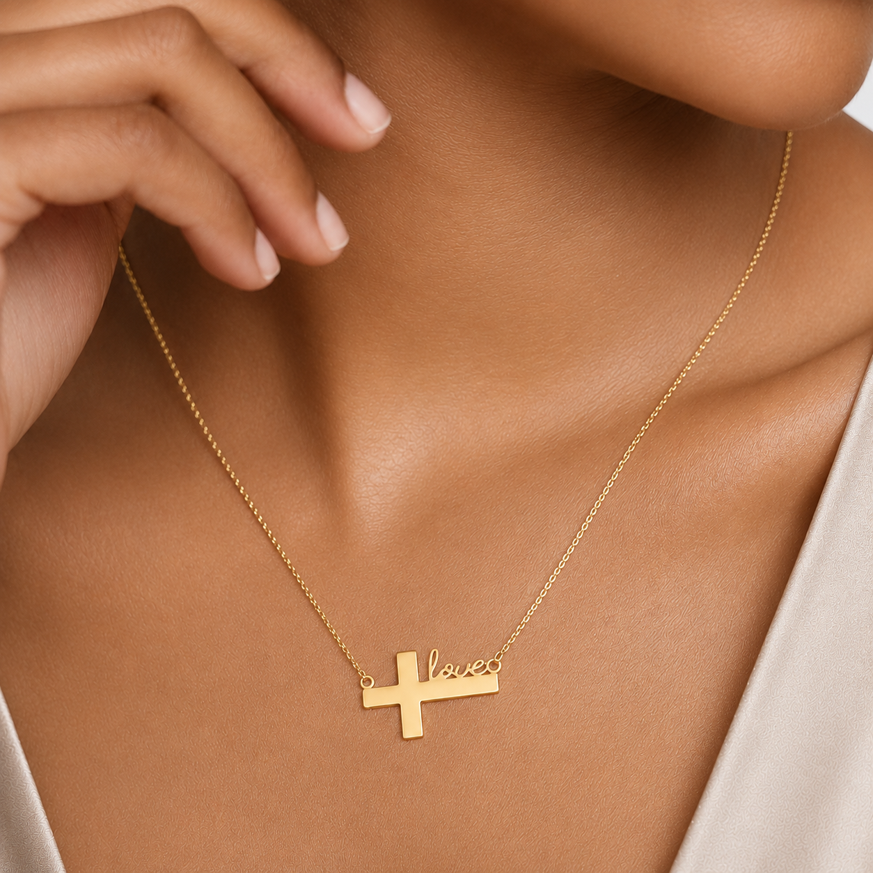 Side Cross Love Necklace