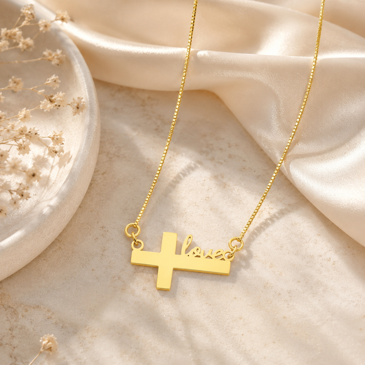 Side Cross Love Necklace