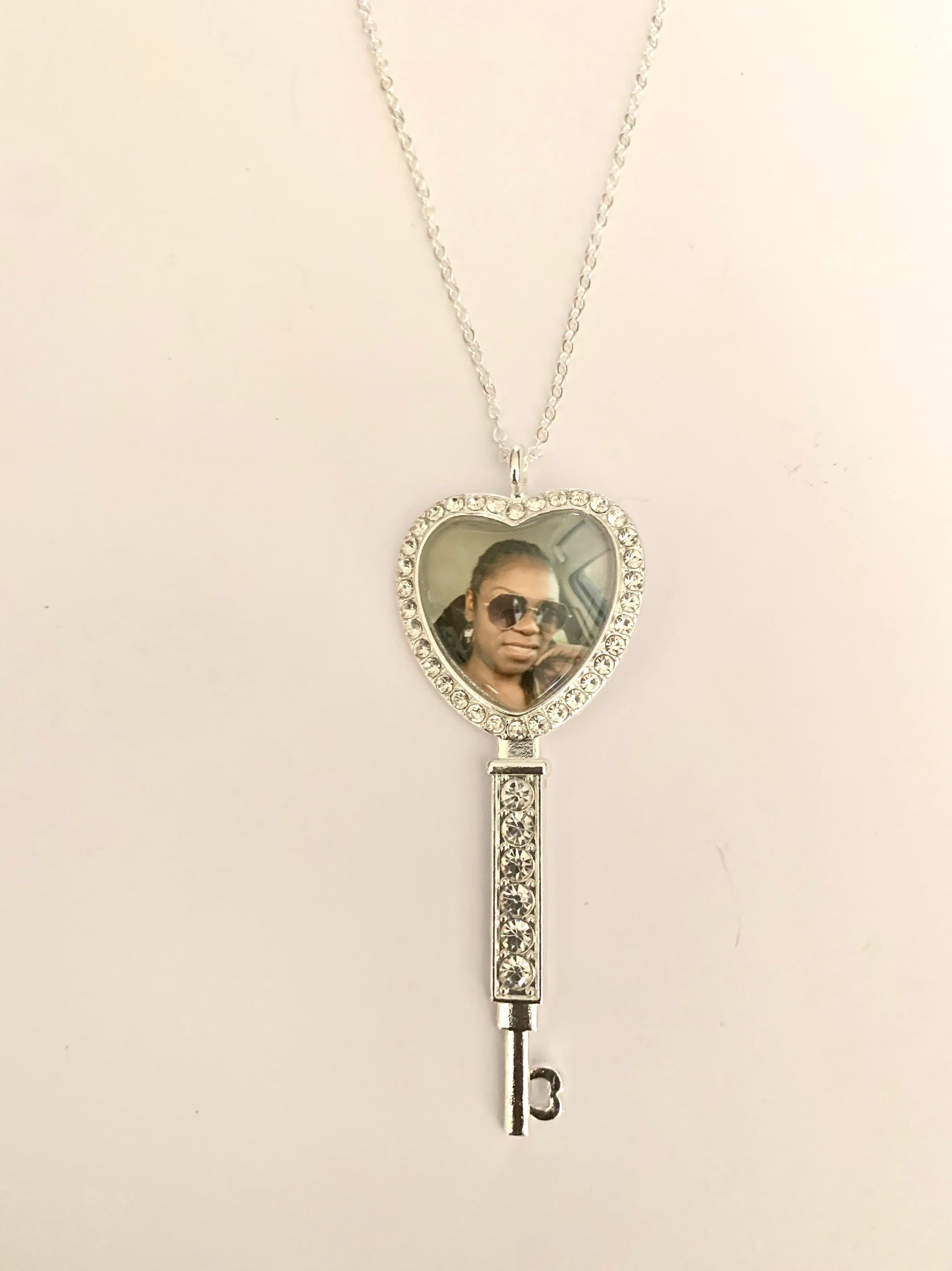 Custom Photo Heart Key Necklace